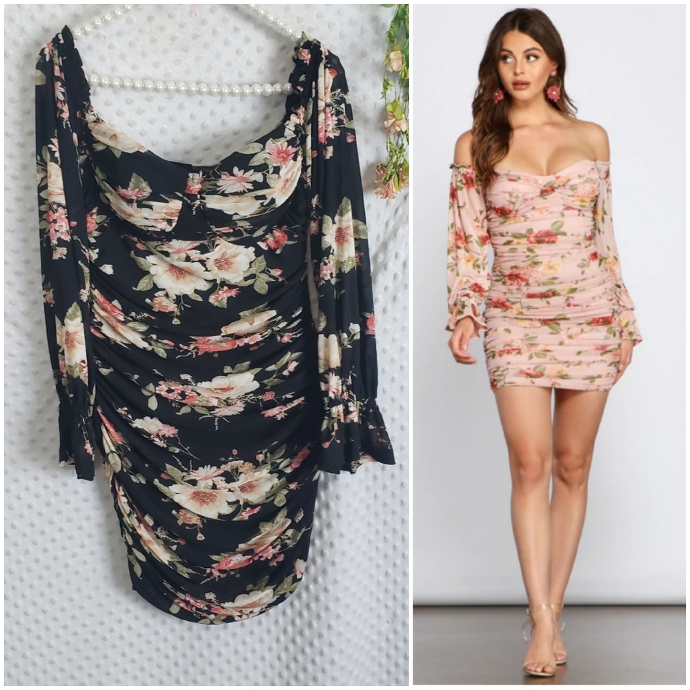 Windsor Dress Size Large Ruched Bustier Mini Floral